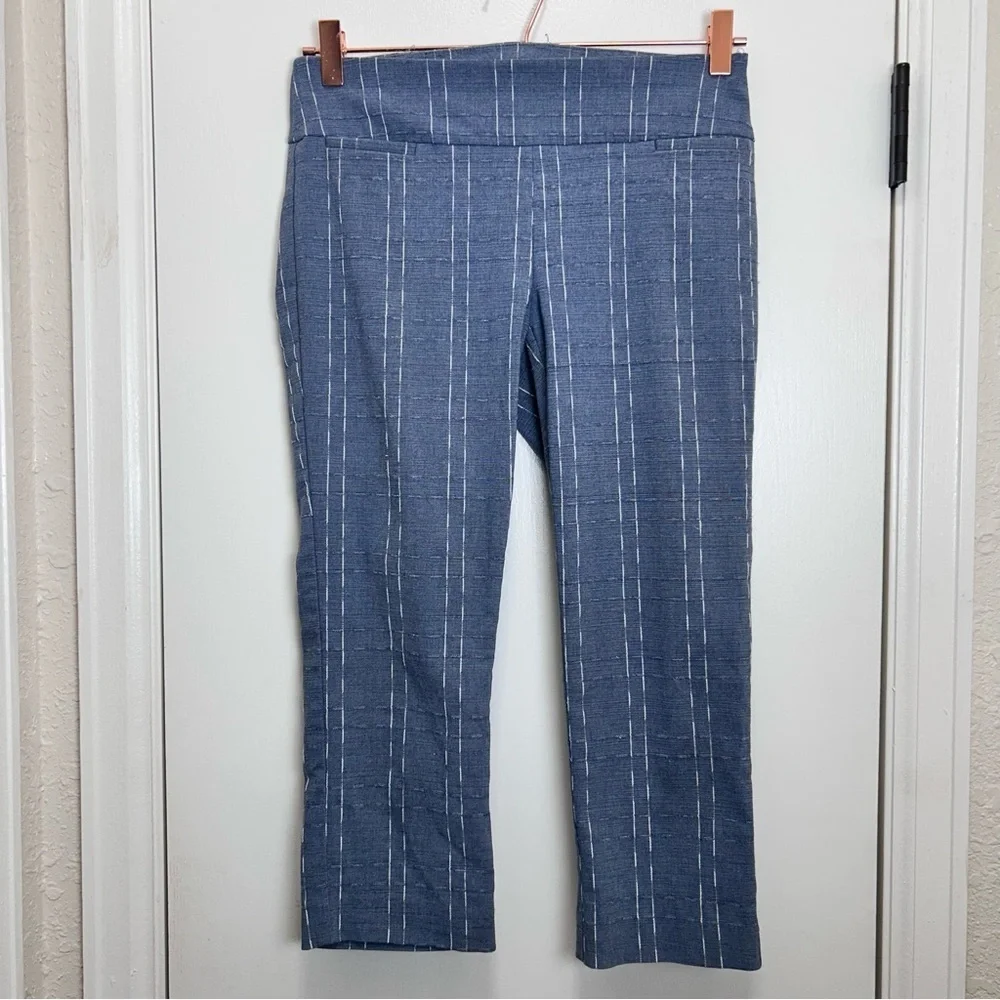 Alfani Petite Blue Pinstripe Pull-On Slim Cropped Dress Pants Size 4P